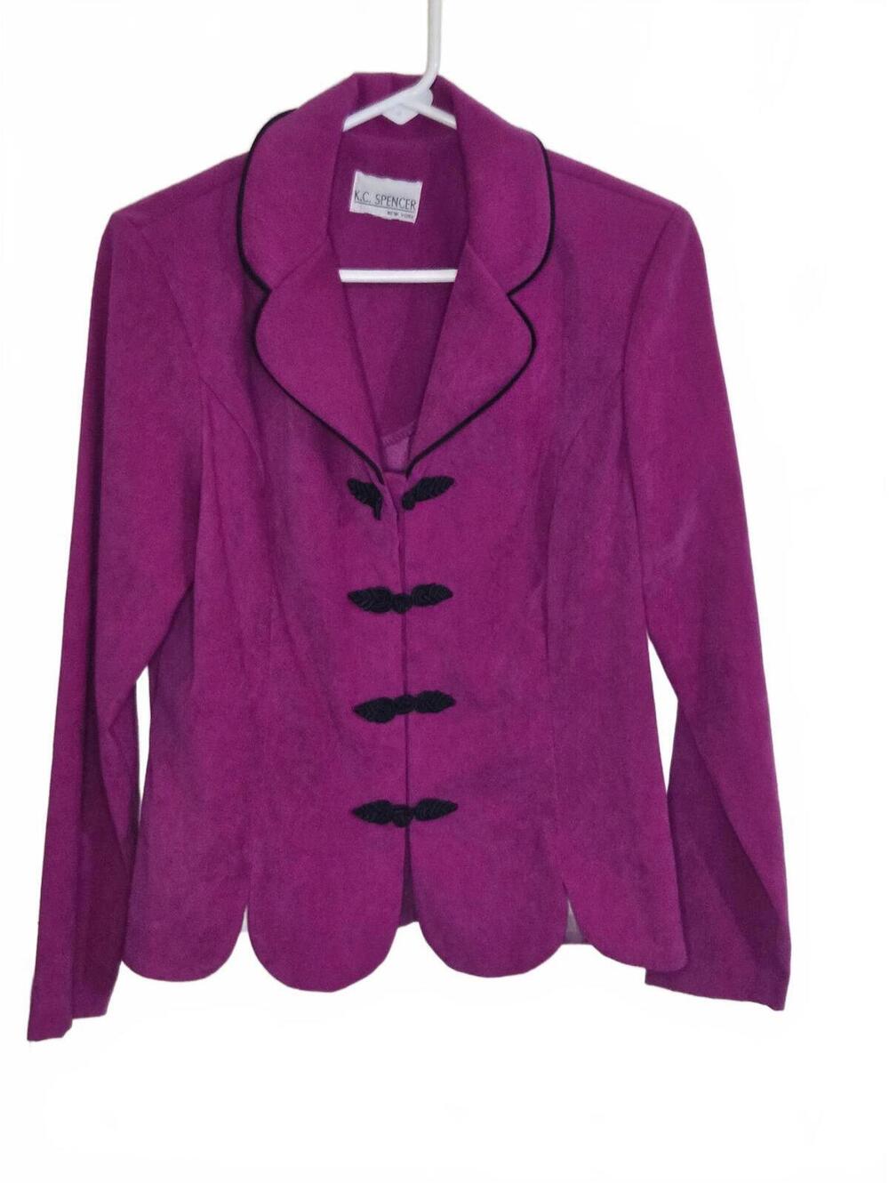 Vintage K.C. Spencer Purple Blazer with Black Frog Closures